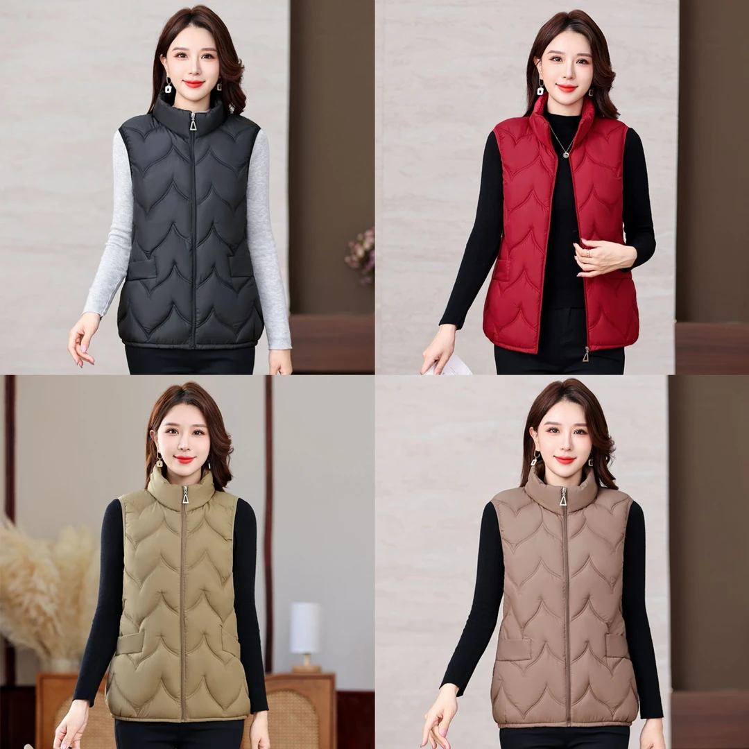 立领休闲风纯色时尚女士新款棉马甲9823-1