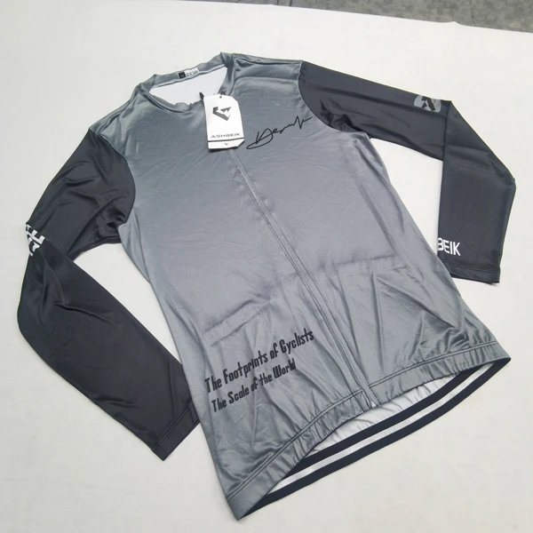 经典灰拼灰骑行服长袖男士骑自行车长袖上衣吸湿排汗速干透气