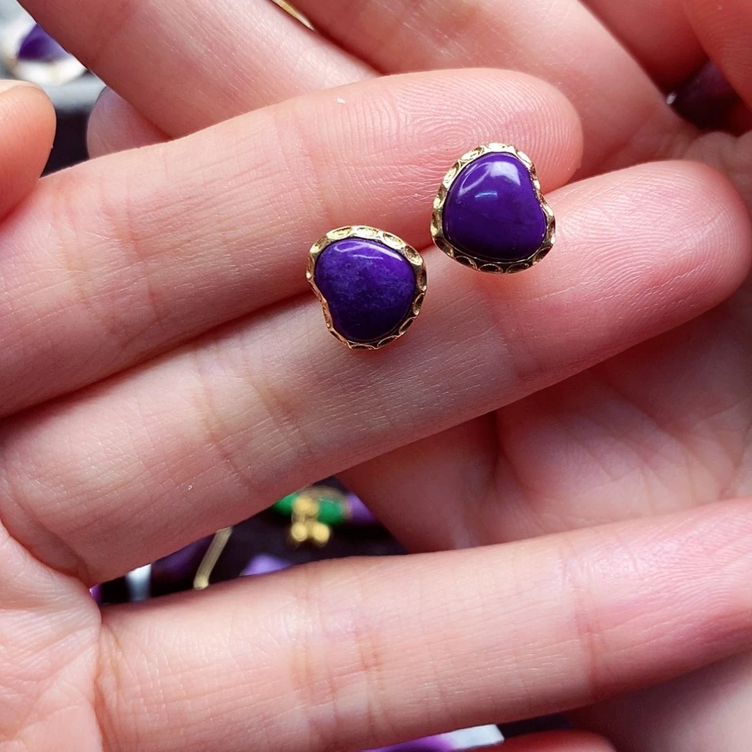 苏纪石（舒俱来）耳饰18K金镶嵌和****