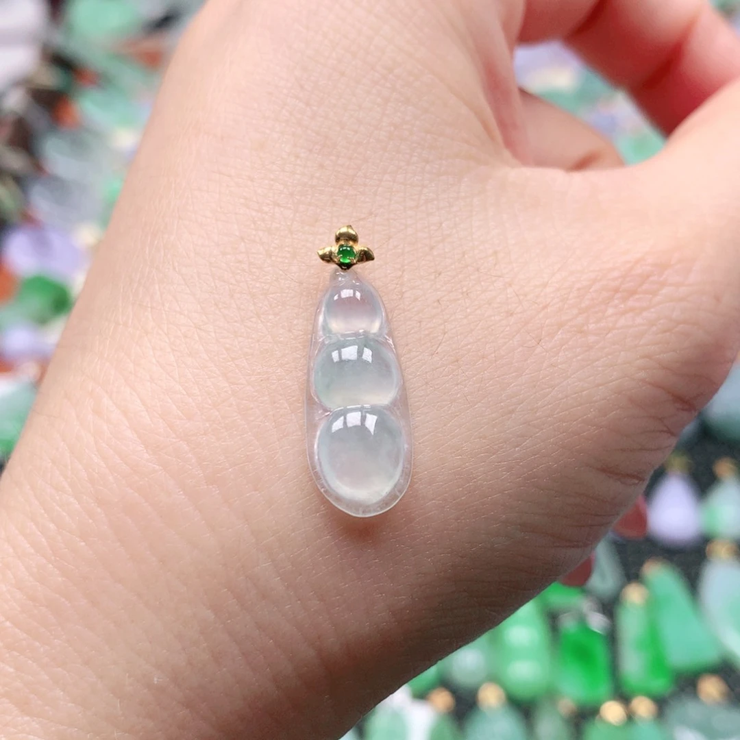 吊坠(不含链)18K金镶嵌翡翠