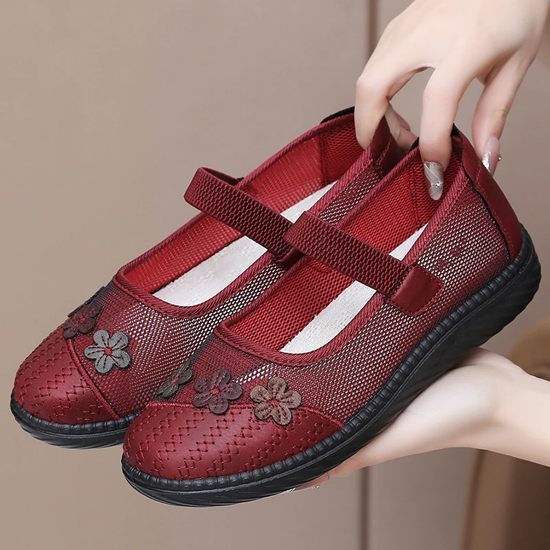 老北京布鞋女夏透气网鞋中老年妈妈鞋大脚骨老太太奶奶鞋防滑软底