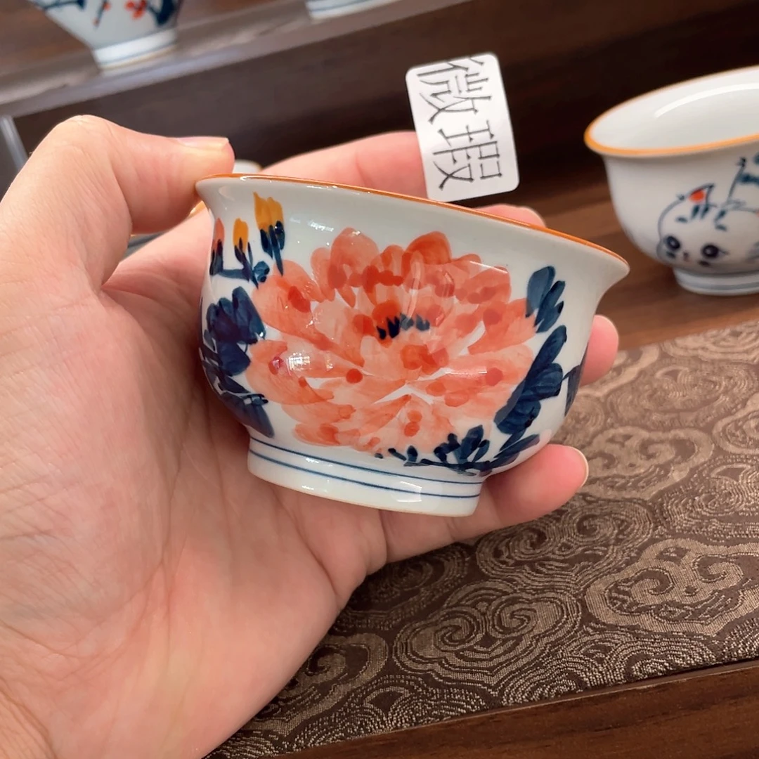 釉下手绘茶具微瑕