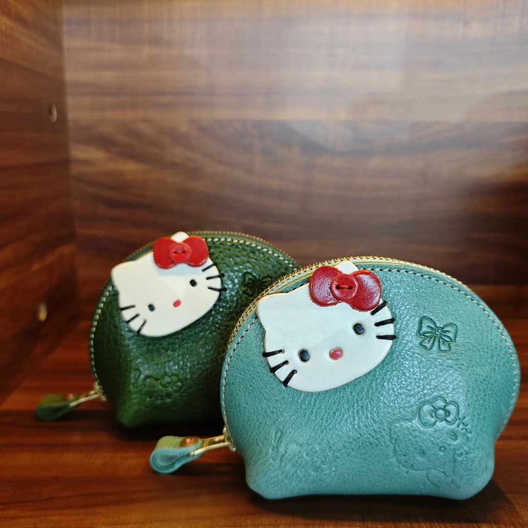 大峰皮堂植鞣油蜡皮手工可爱零钱包
