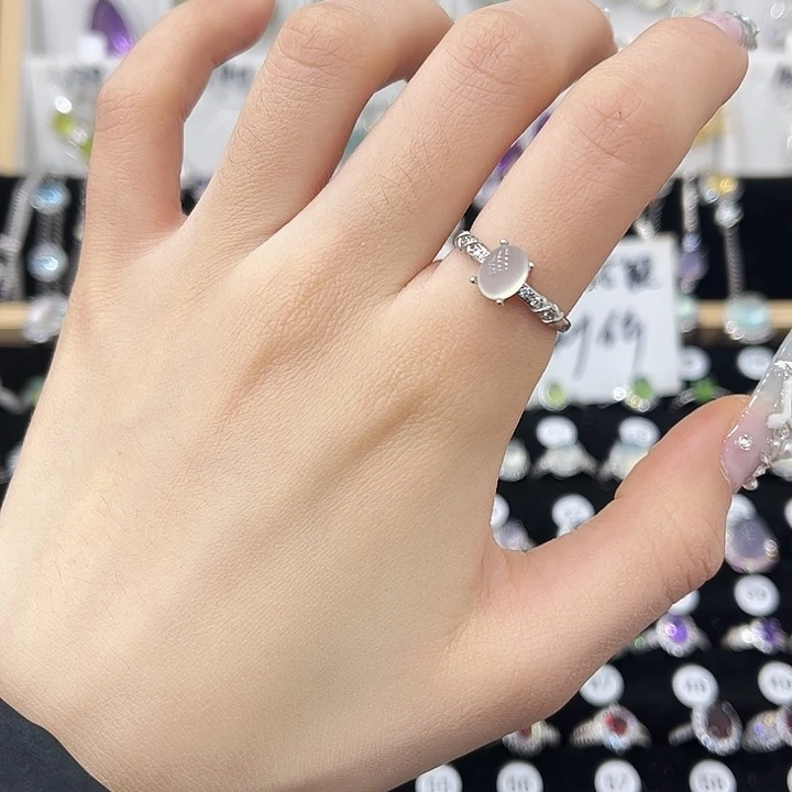 岫玉银S925镶嵌戒指