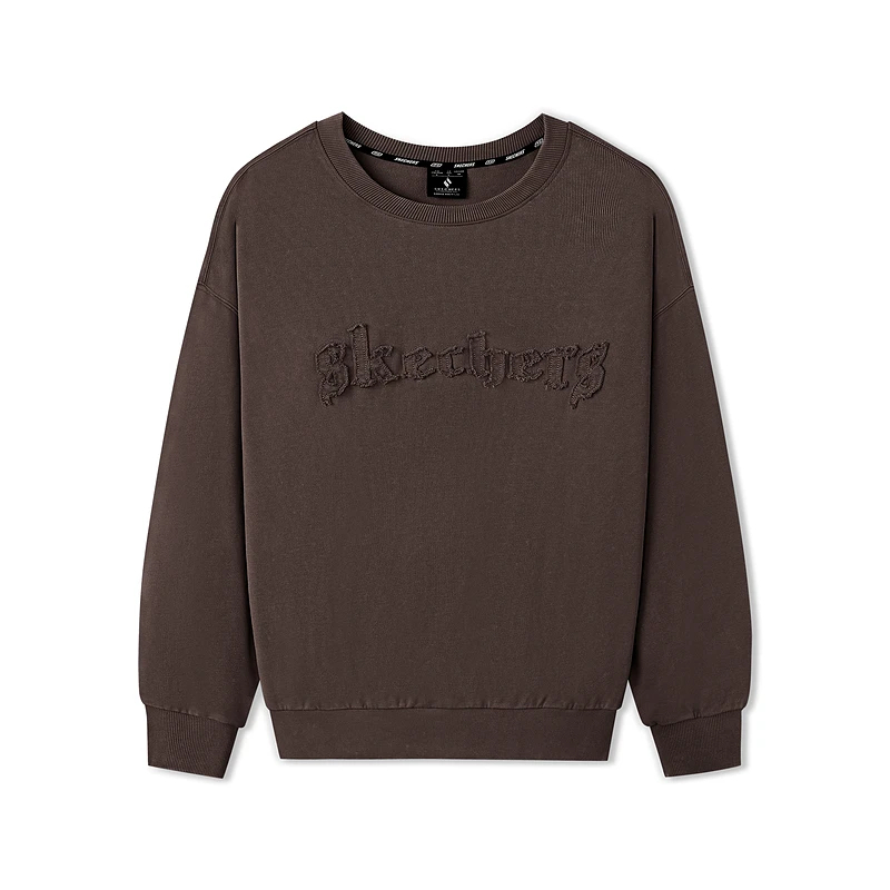 斯凯奇官方男女同款圆领秋季落肩宽松贴布绣卫衣L325U046