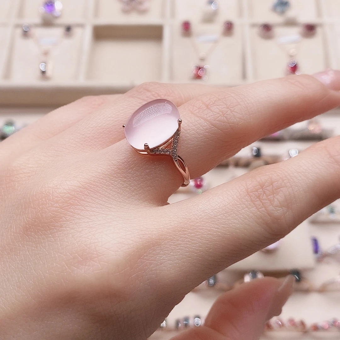 银S925镶嵌戒指芙蓉石戒指