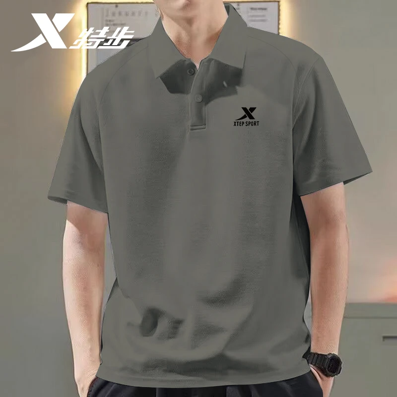 特步运动短袖T恤男POLO衫夏季冰丝透气翻领男士正品速干宽松半袖t