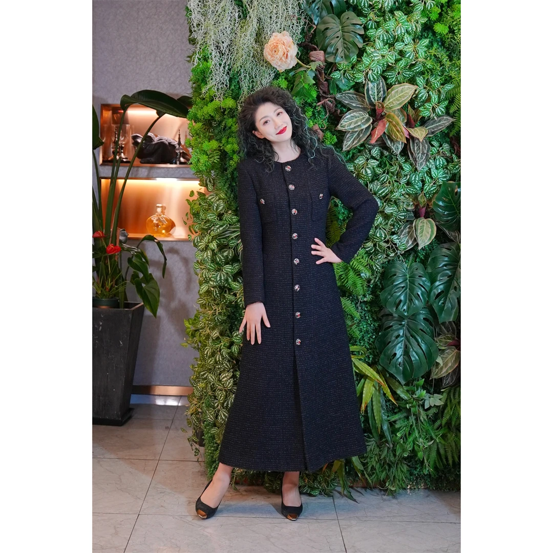 六丑【高定大衣】新款高级定制气质彩扣小香大衣外套411ADY0138