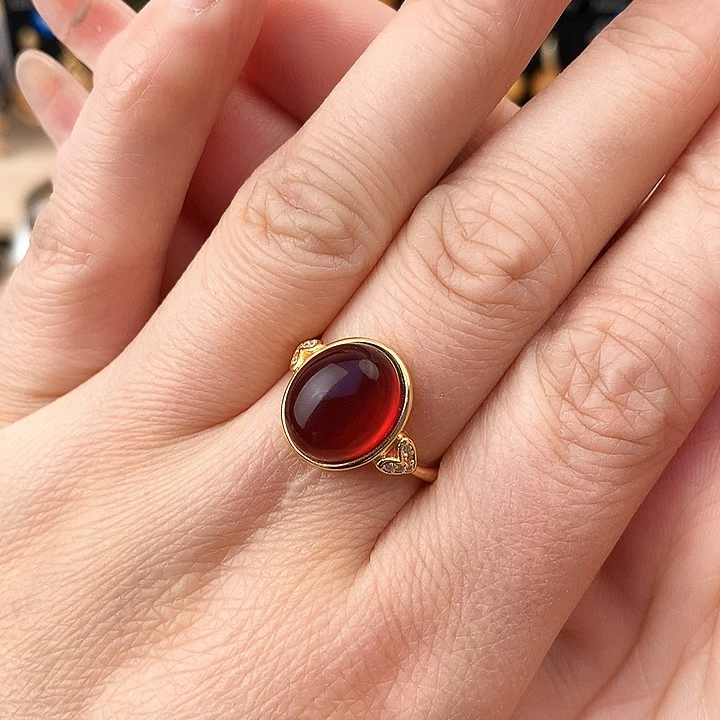 血珀戒指银S925镶嵌戒指