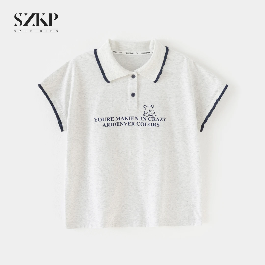 SZKP夏季新款女童透气t恤中大童休闲时尚儿童POLO衫BXYX551858