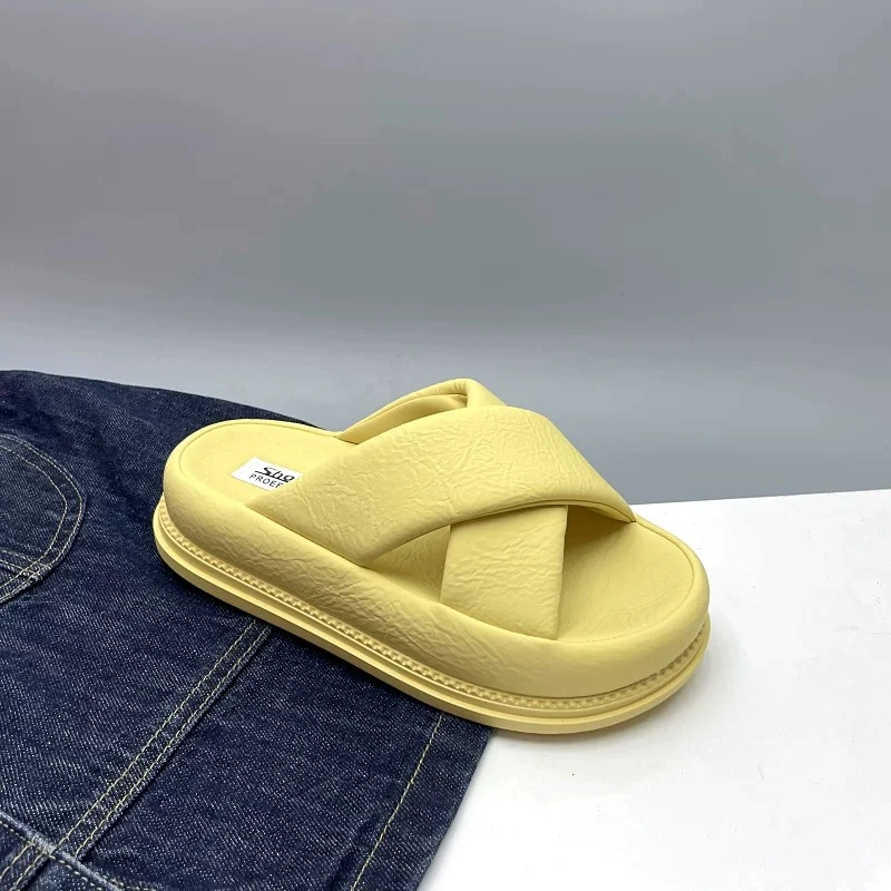 2025夏季新款厚底云朵拖鞋女外穿增高沙滩鞋交叉凉拖