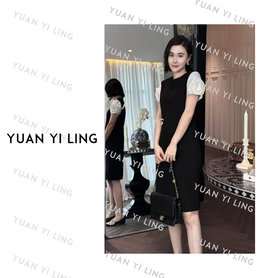 袁艺灵【华伦秀场】25夏季新款花朵拼接醋酸连衣裙（不要用蓝月亮洗）