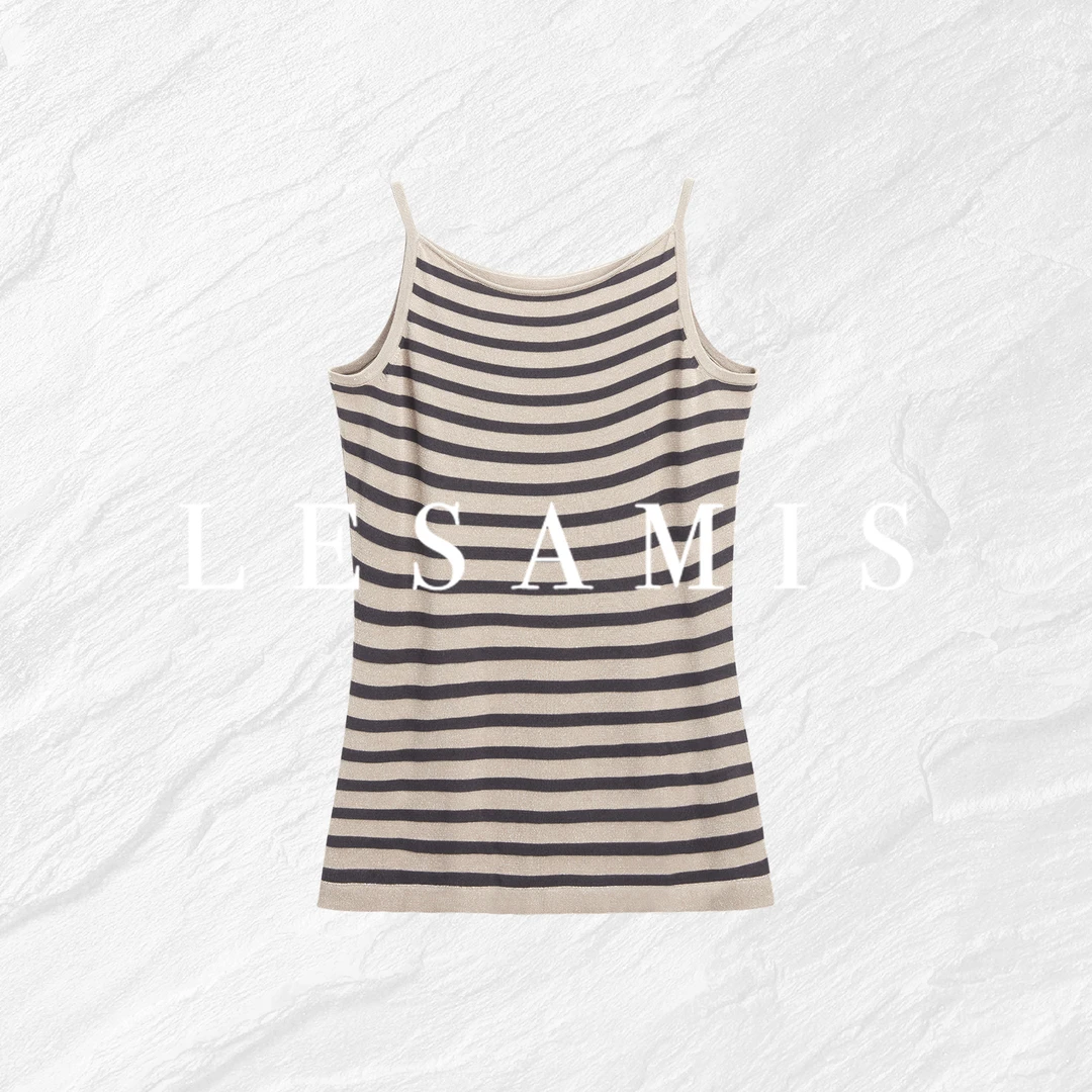LESAMIS·「星空回廊」亮闪桑蚕丝老钱风条纹吊带背心7710112