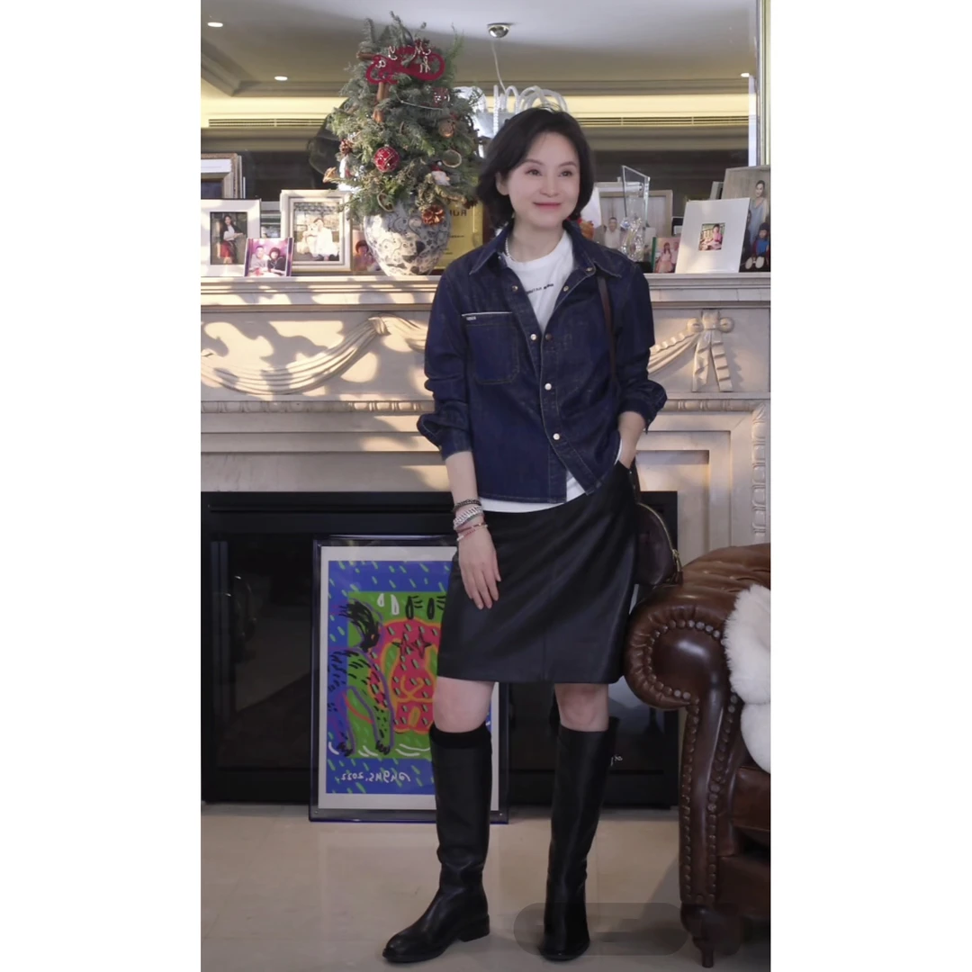 我是摩羯 哈瓦拿贵族 金属丝牛仔口袋绣花摩登棉H型早春衬衫上衣