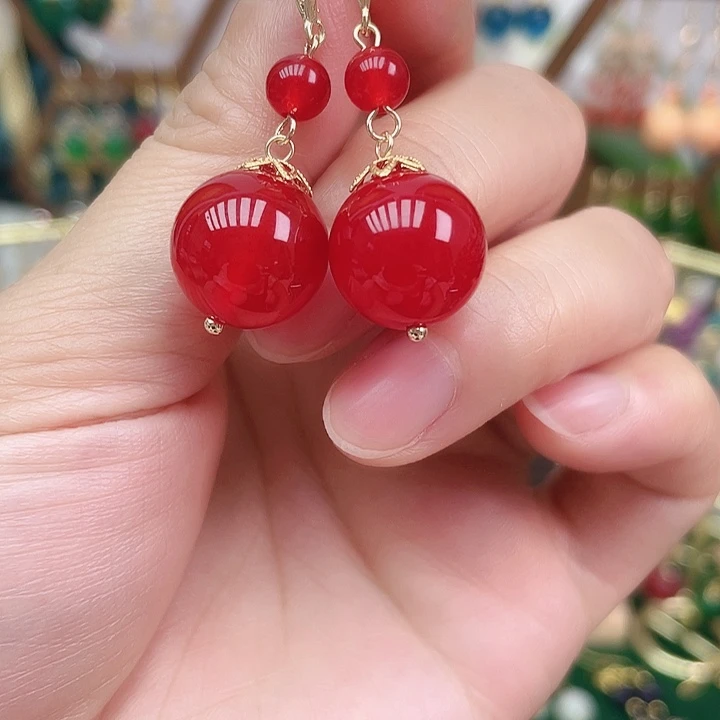 玛瑙/玉髓合金耳饰
