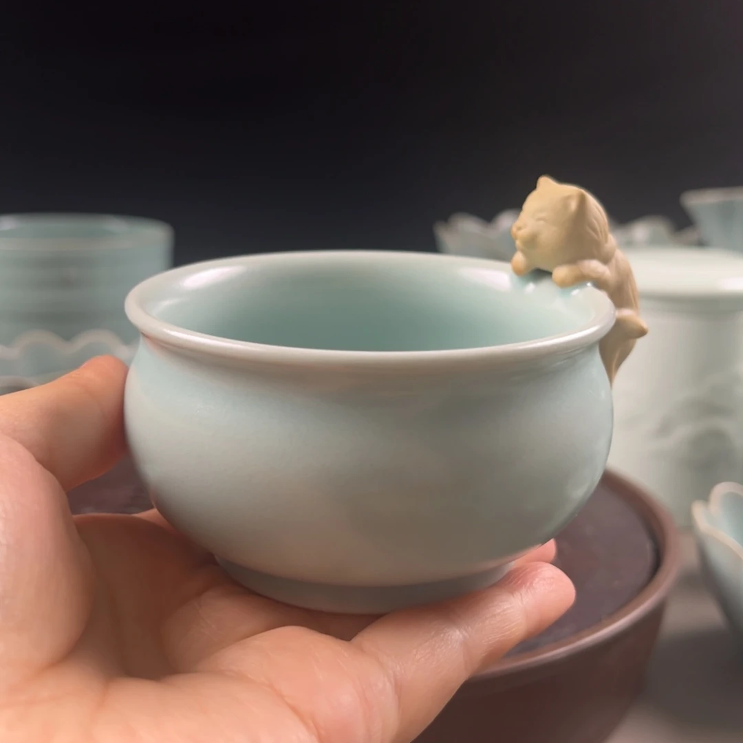 原矿汝瓷玛瑙入釉缸杯
