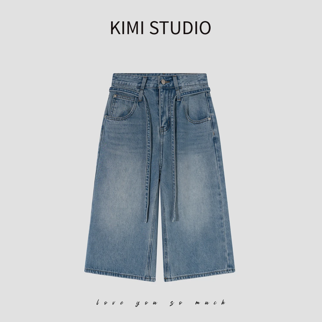 SS25134  春夏高腰100%棉超柔七分牛仔裤