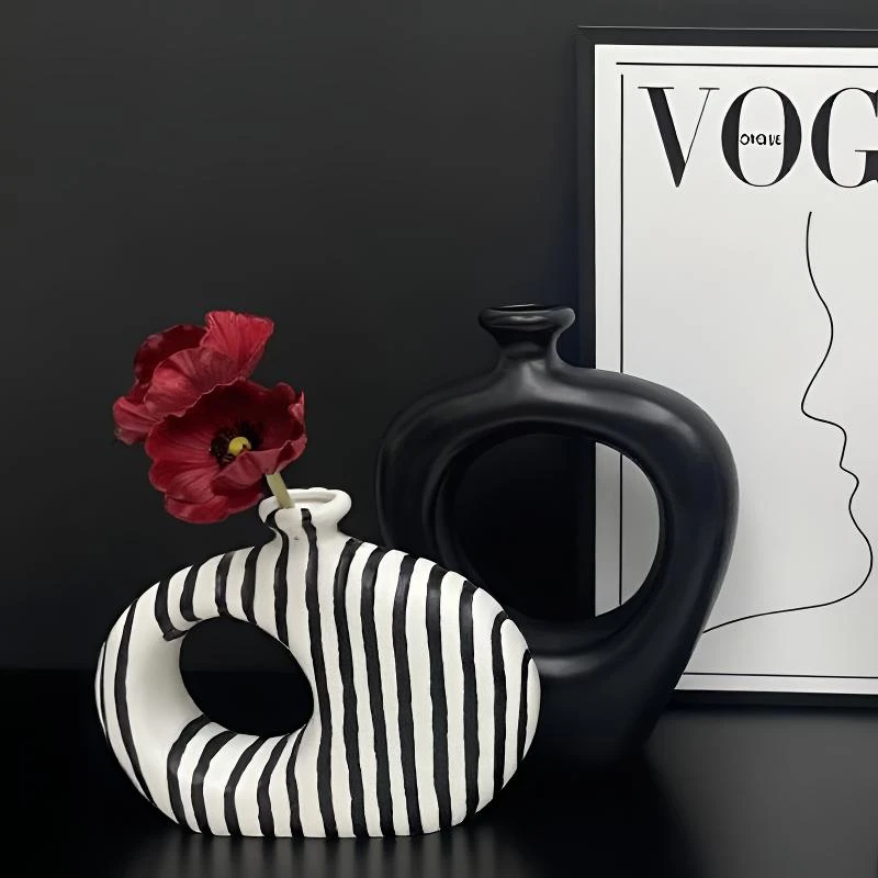 轻奢高级虞美人花瓶摆件酒柜玄关电视柜装饰品乔迁礼品创意陶瓷