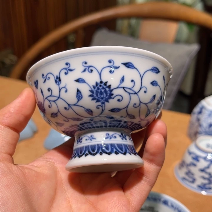 浣溪龙窑 缠枝四季花高足杯