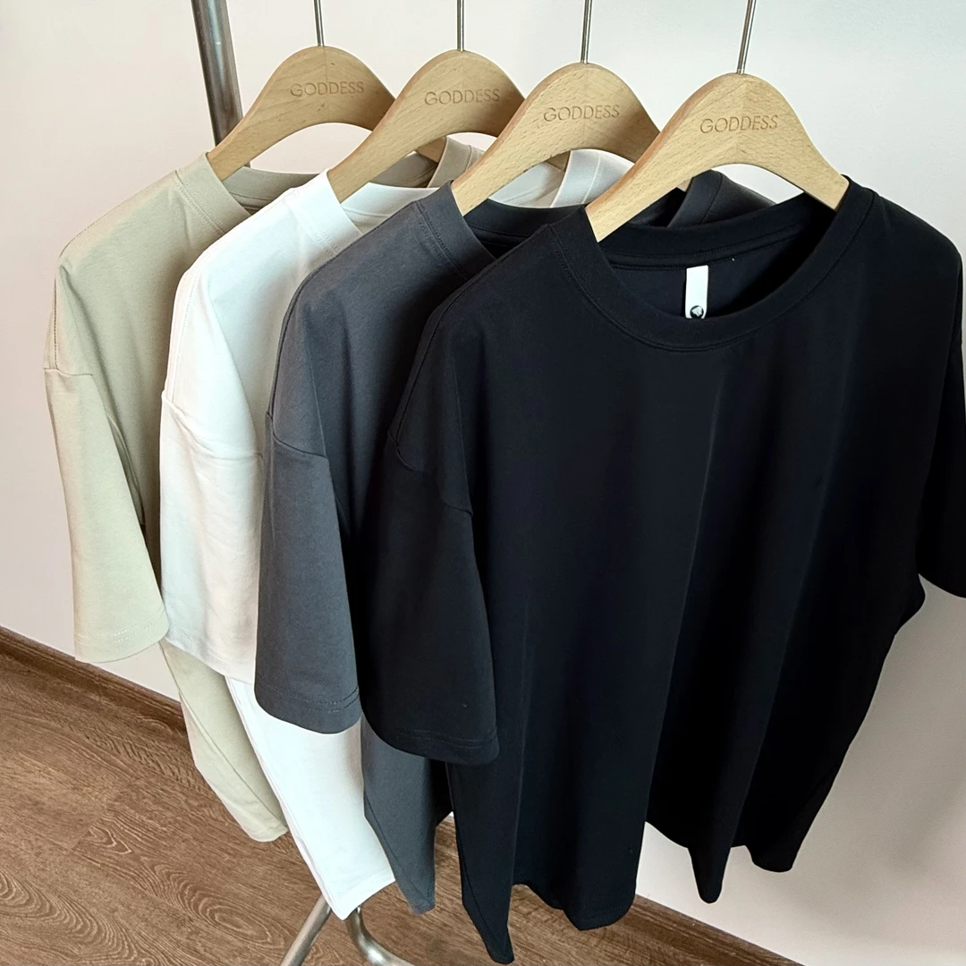 夏季新款  美式简约纯色短袖T恤 宽松圆领休闲百搭