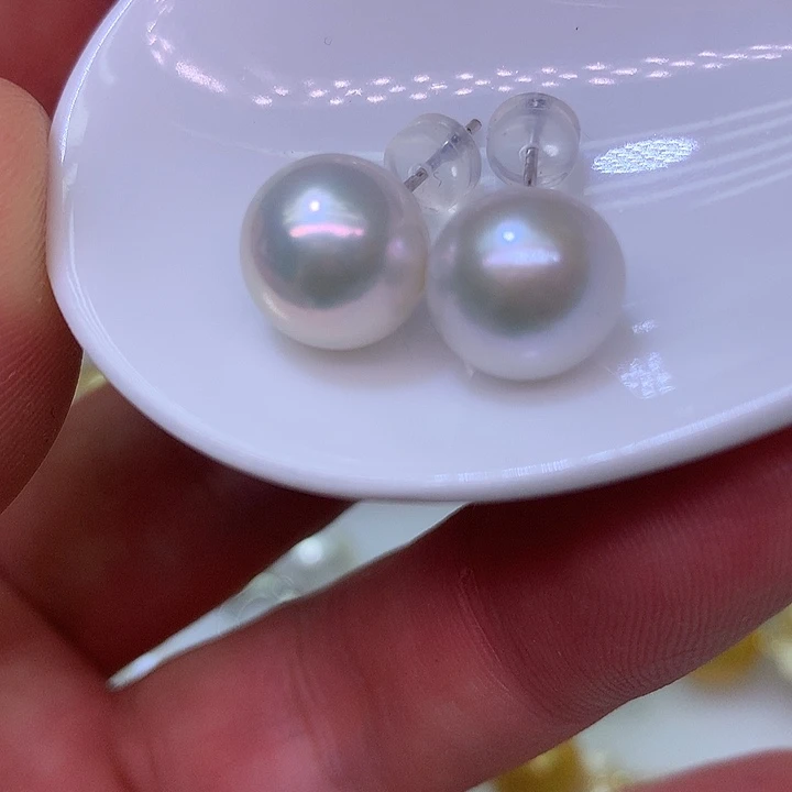 银S925镶嵌耳饰淡水珍珠