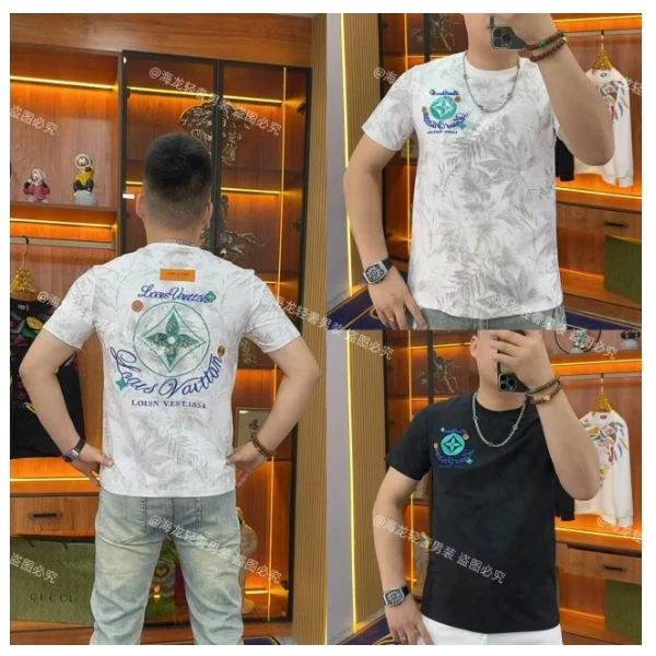 3533 枫叶圆标半袖 潮款欧货潮尚潮男花卉精品品质休闲