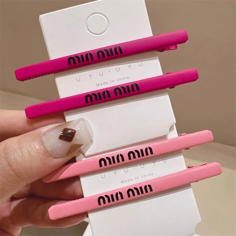 个性时尚酷边夹发夹玫瑰红粉红一字夹简约字母学院风少女鸭嘴夹