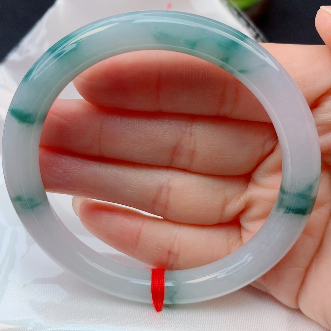 翡翠未镶嵌手镯56-57冰透飘花