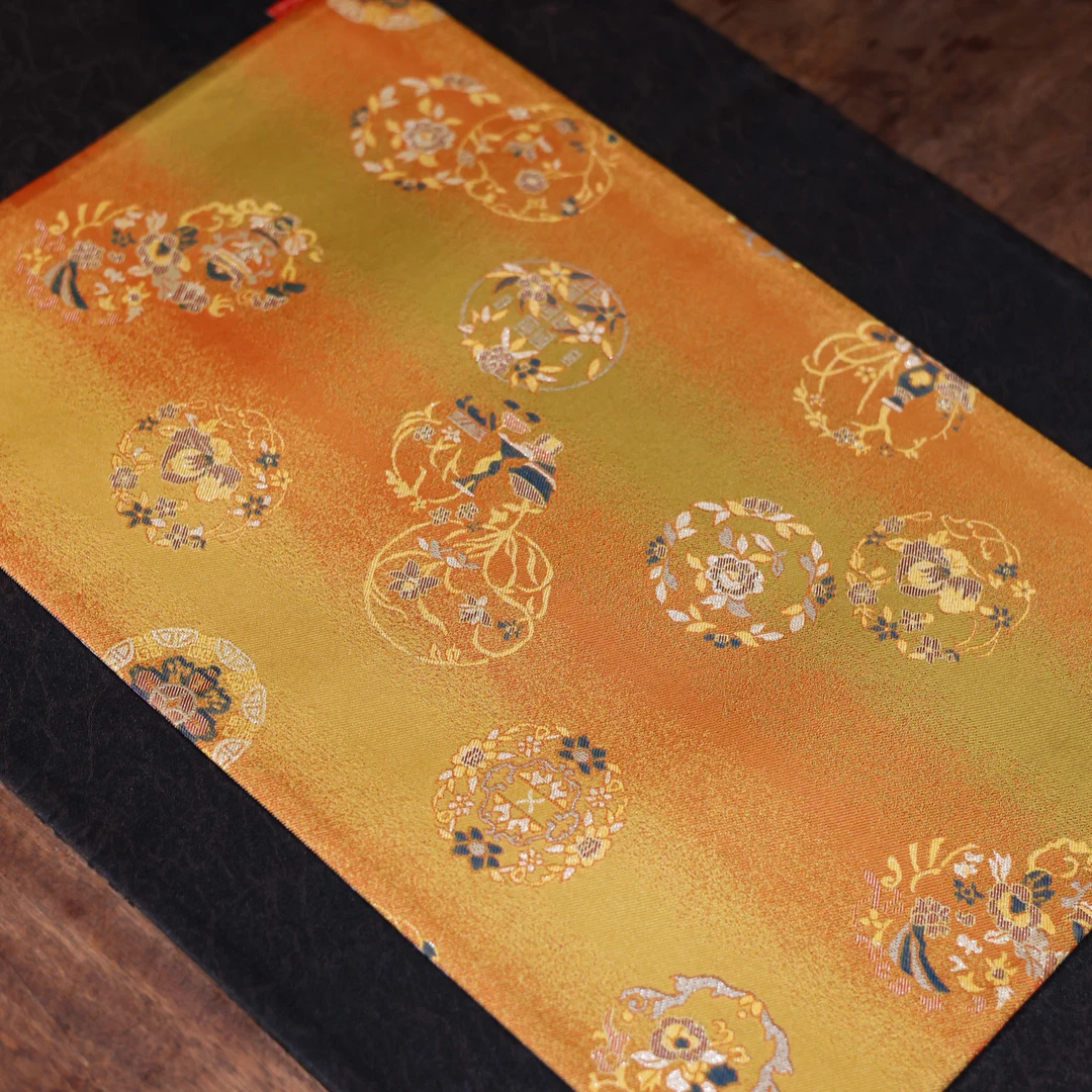 【静姐小院】橘色+灰紫色双面圆角织锦茶席45*28（慢蓝S1862）