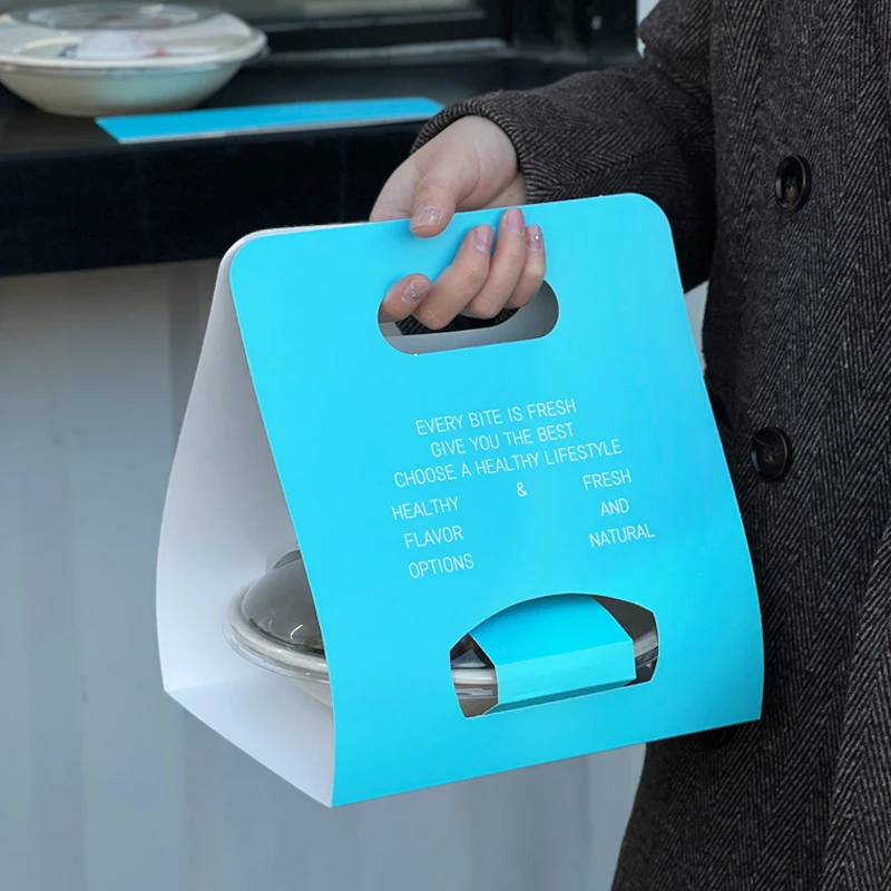 蓝色冷萃一次性酸奶碗干噎酸奶手提打包盖腰封加厚夜市摆摊商用