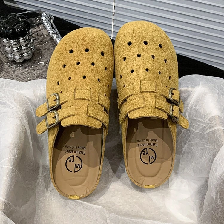 2025春夏季新款网红女款外穿厚底包头半拖勃肯豆豆鞋