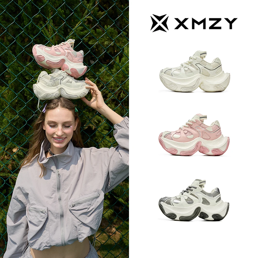 【酚酞】XMZY2025夏季新款原创时尚网面透气拼接设计厚底老爹鞋女
