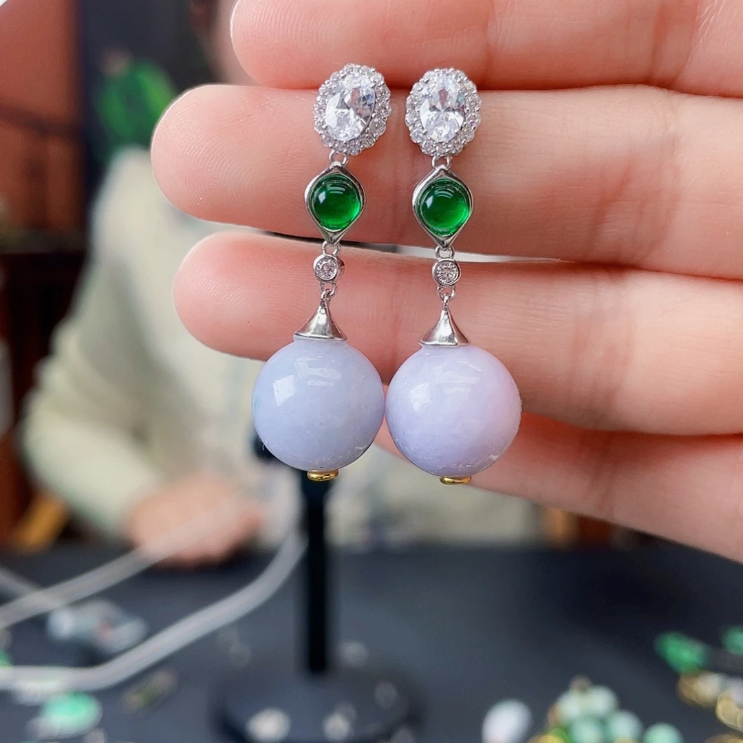 翡翠未镶嵌耳饰饰品