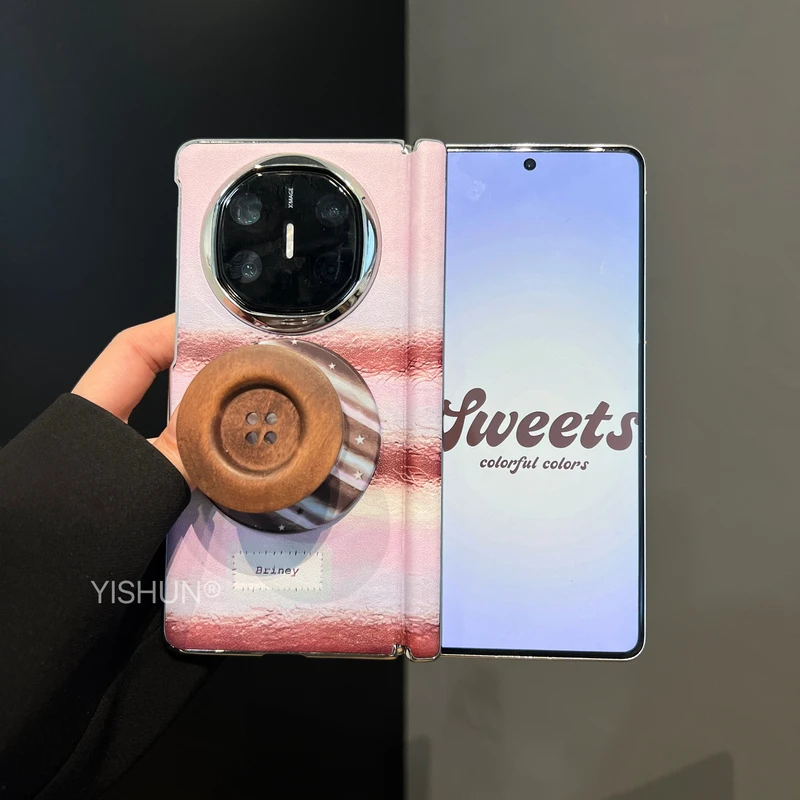 适用华为matex6手机壳折叠屏新款韩系皮质中轴保护matex5典藏版可