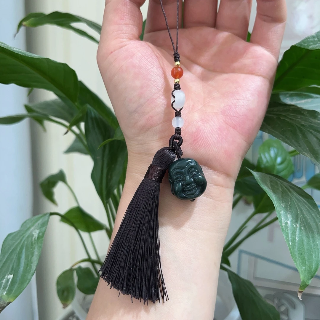 和田玉弥勒佛工挂件 车挂 包挂 手机挂男女通戴玉石挂件