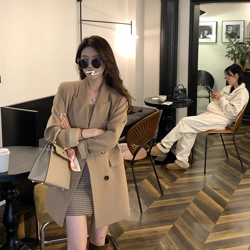 壹壹【首尔欧尼】卡其休闲西装韩版西服外套廓形 2201C02