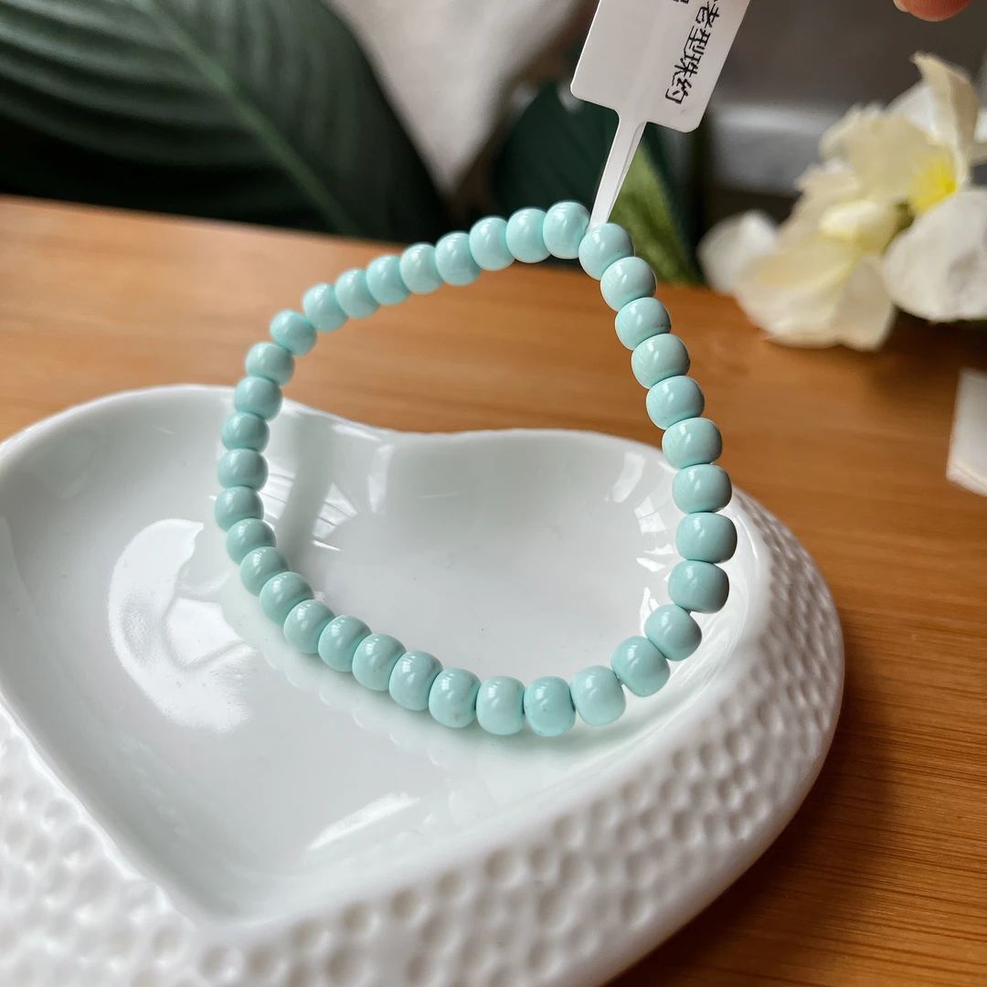 【郭老师】约6mm高瓷绿松老型珠手串
