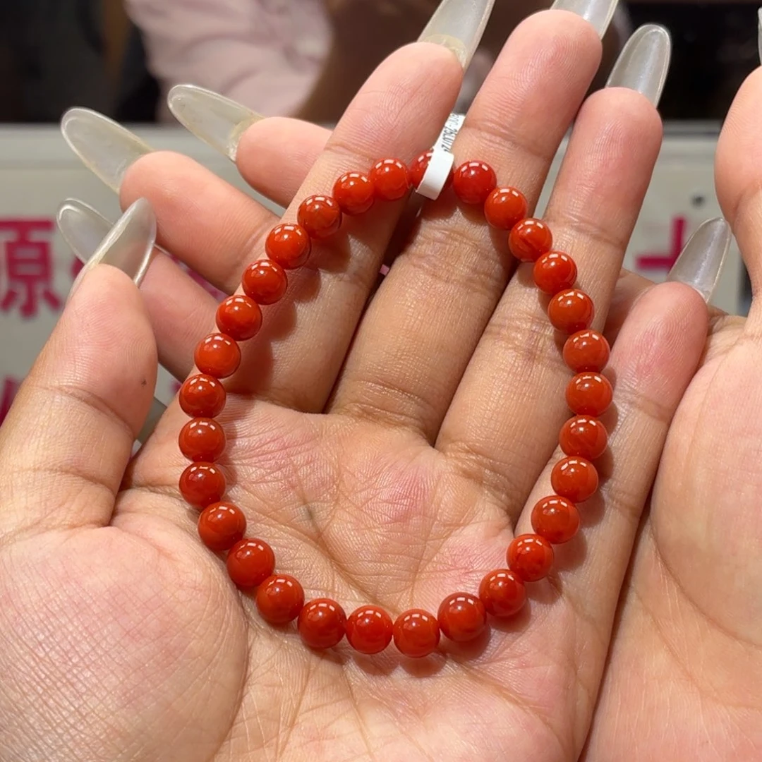 南红玛瑙单圈未镶嵌原矿南红冷水河柿子红卡6➕单圈