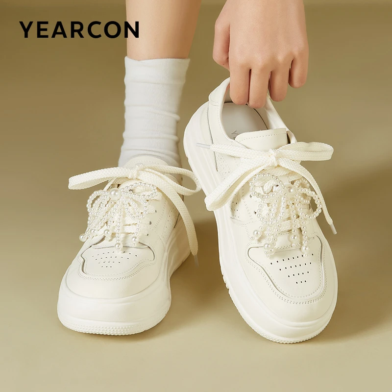 意尔康新款时尚白色低帮薄款休闲女鞋ins百搭5371DD28002WWL