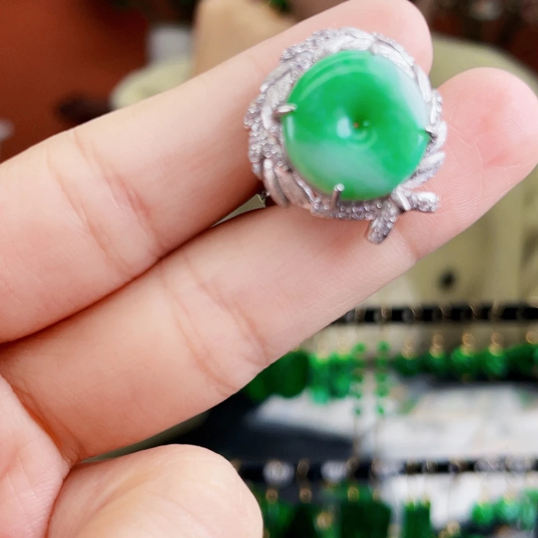 翡翠银S925镶嵌耳饰