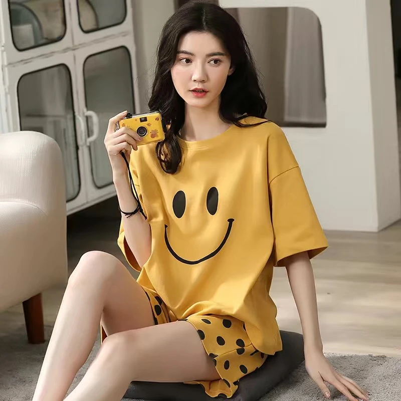 夏季睡衣女韩版卡通甜美可爱短袖短裤睡衣女夏天套装女士家居服