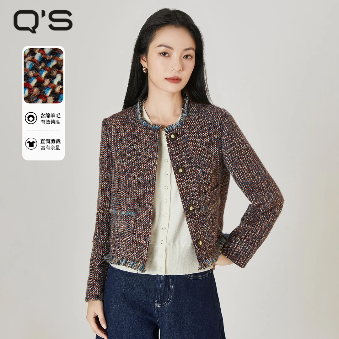 秸熙春款复古小香风粗花呢外套气质通勤小个子短上衣5XA257