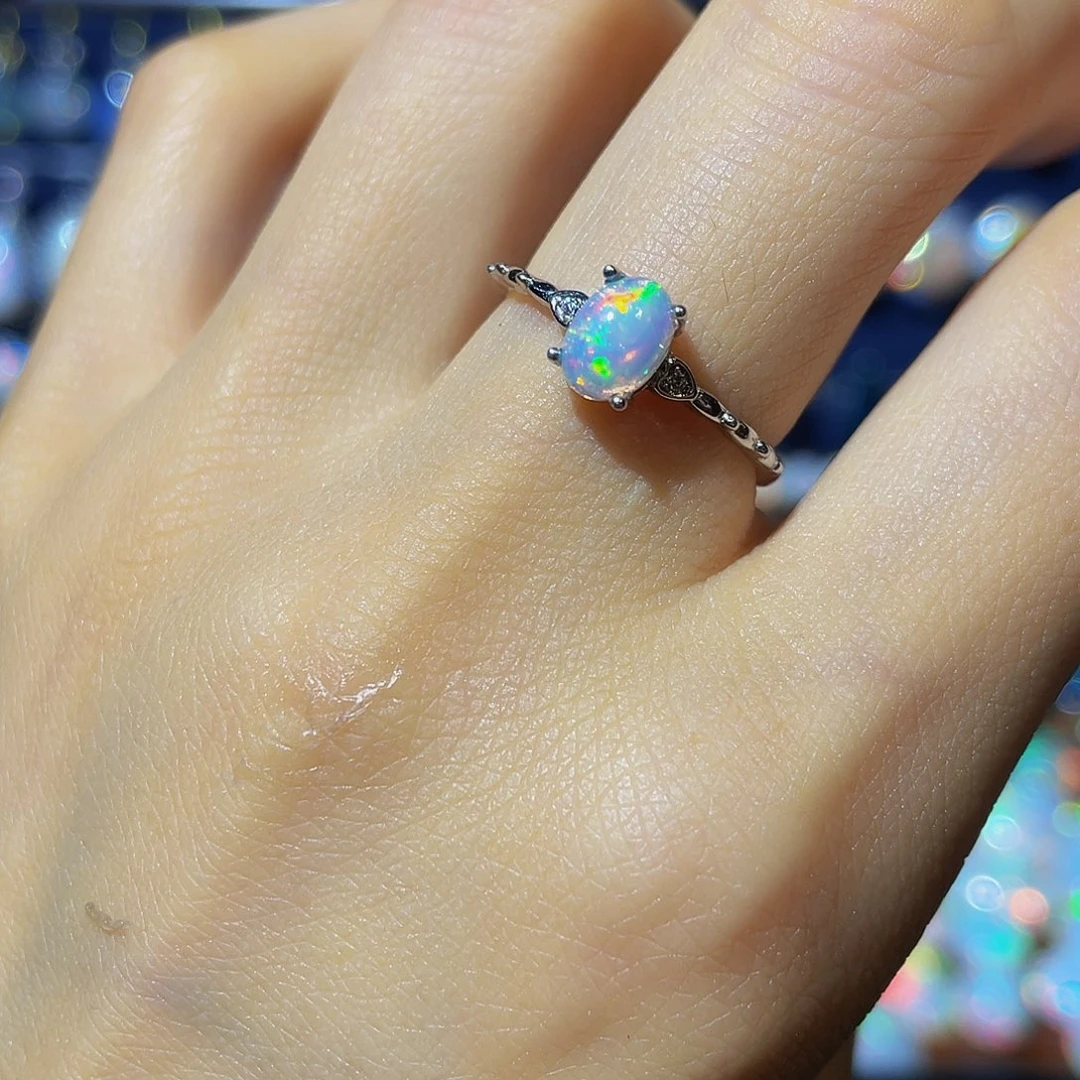 欧泊银S925镶嵌欧泊戒指