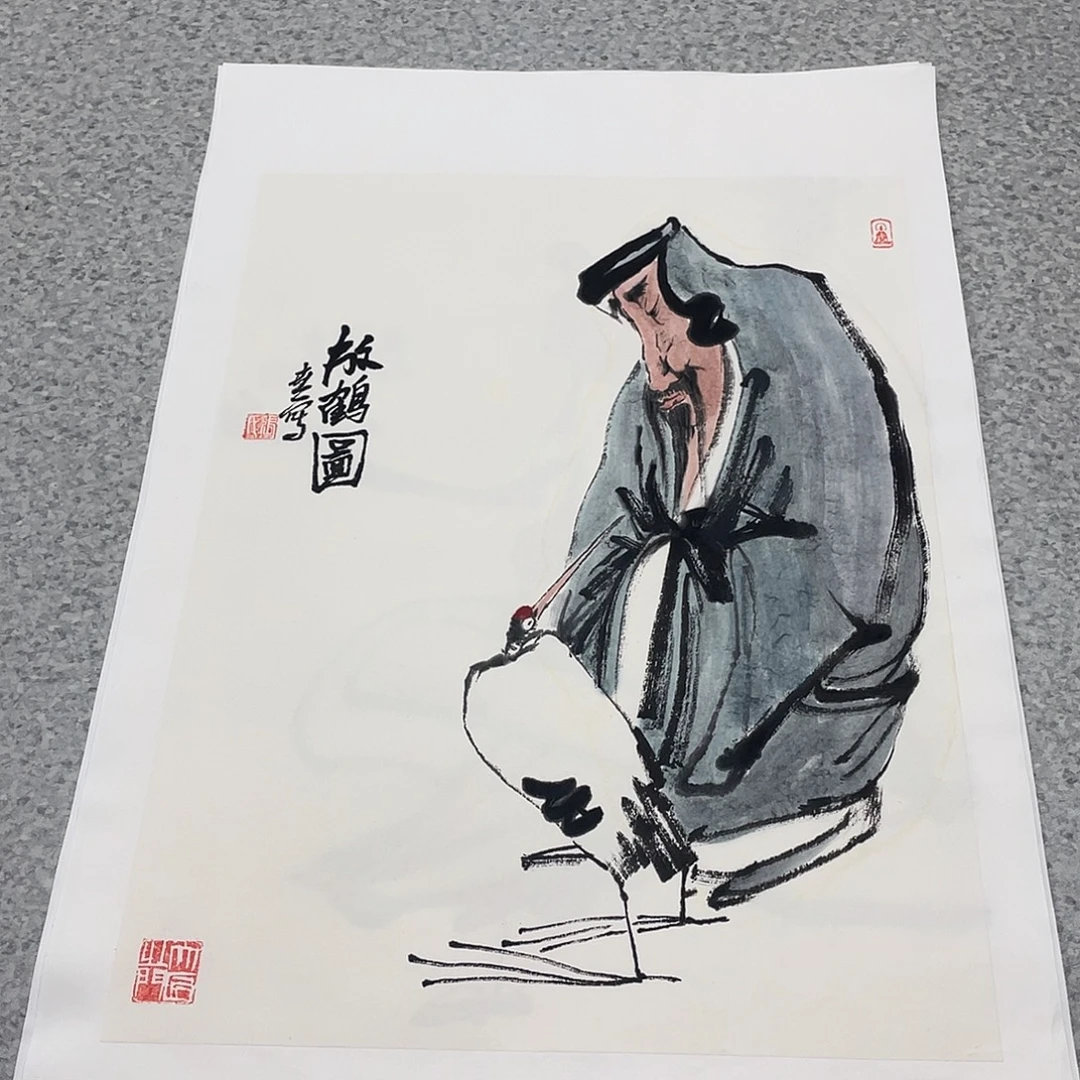国画1.4平尺纯手绘人物国画作品
