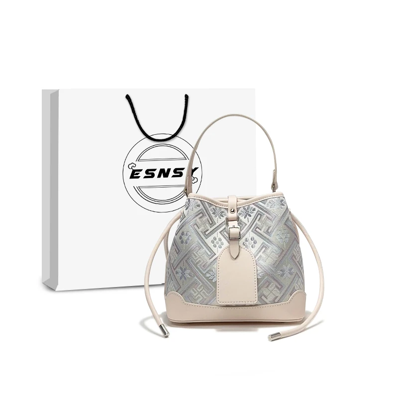 ESNSY新中式国风非遗壮锦水桶包女2025春夏新款斜挎小包 ES-L002