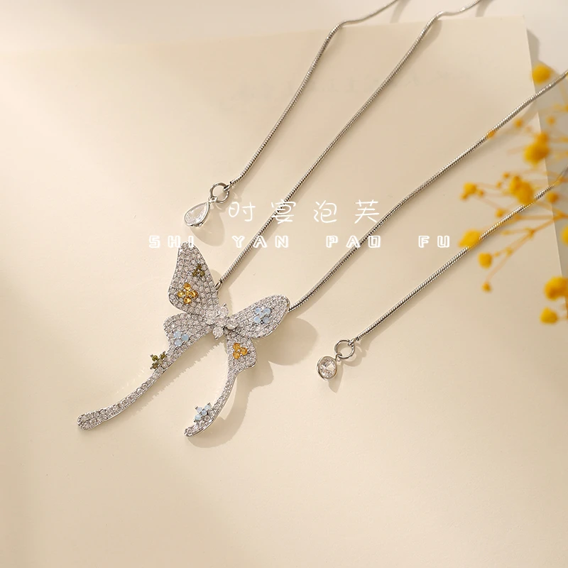 铜合金项链 【蝴蝶花花】项链轻奢优雅可调节链条灵动气质时尚坠链