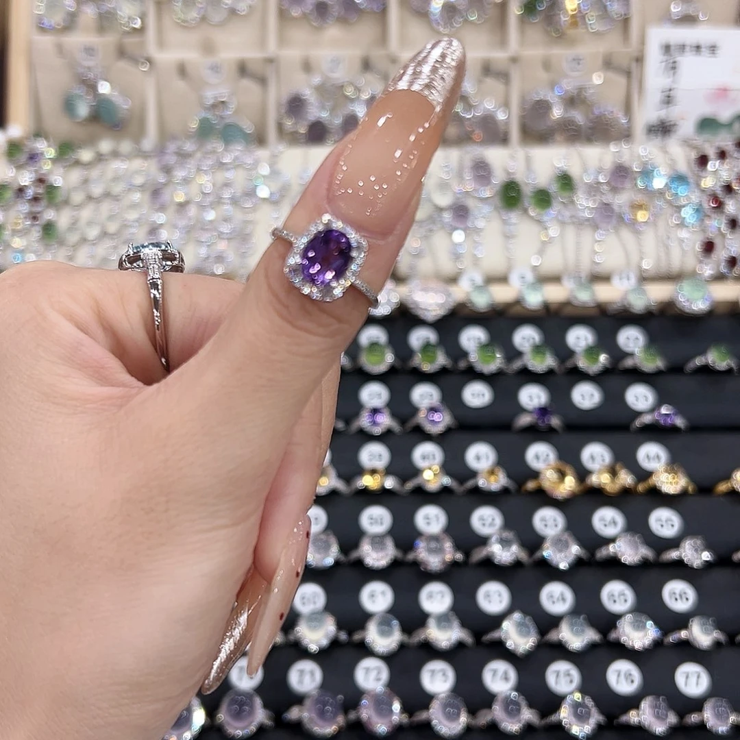 约***情银S925镶嵌紫晶戒指