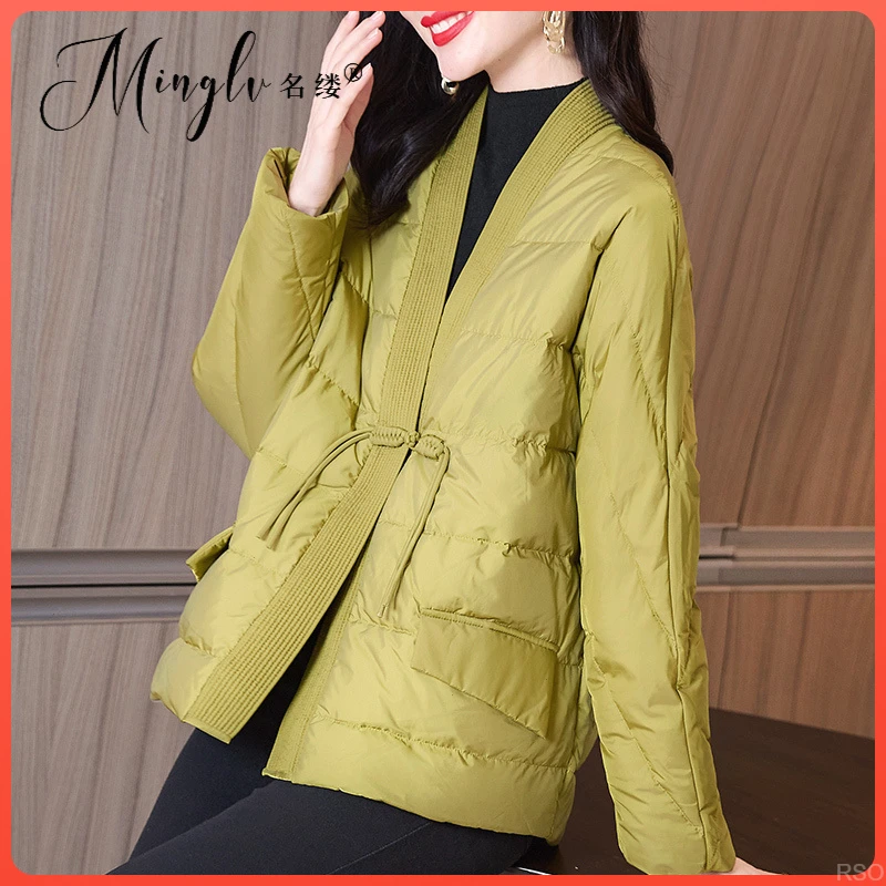 名缕冬季时尚韩版宽松羽绒服外套女装气质2025轻奢短款复古设计感
