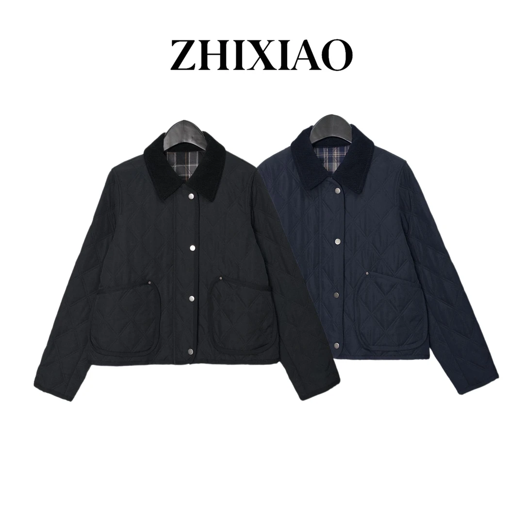 【ZHIXIAO】秋冬新款：菱格翻领棉服75156