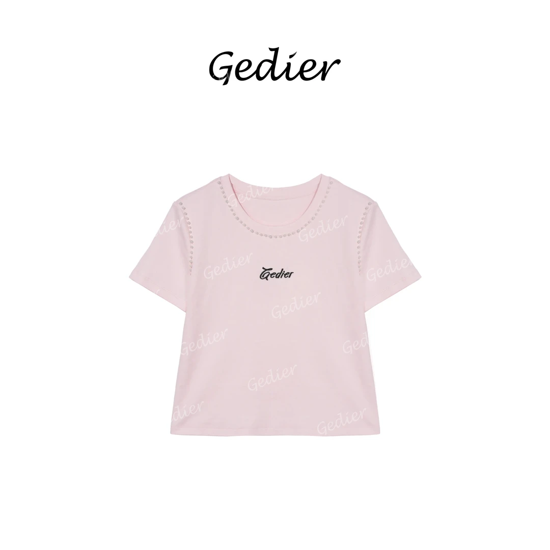 【歌蒂尔Gedier】2025年夏季欧若风珍珠装饰短袖上衣 TG520111Y